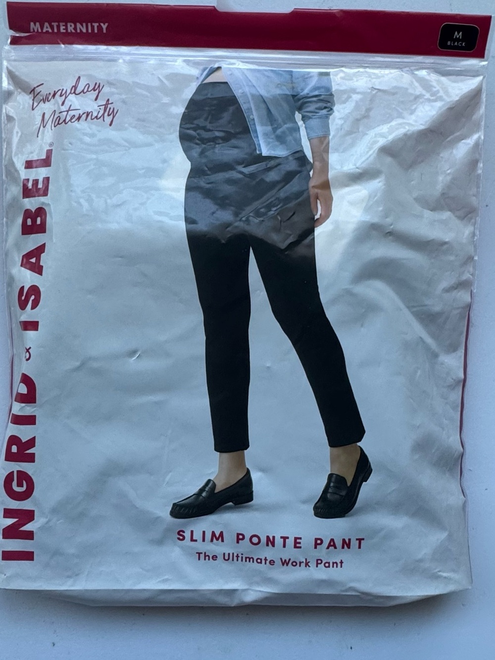 Ingrid & Isabel Black Ankle Slim Ponte Maternity Jeans